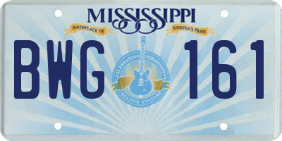 MS license plate BWG161