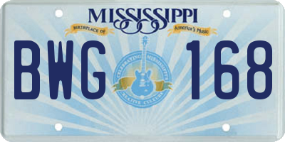 MS license plate BWG168