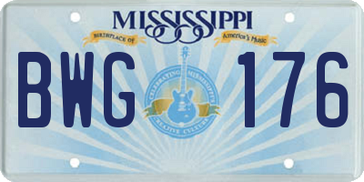 MS license plate BWG176