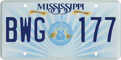 MS license plate BWG177