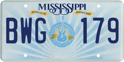 MS license plate BWG179