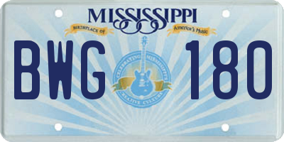 MS license plate BWG180