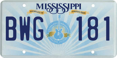 MS license plate BWG181