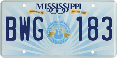MS license plate BWG183