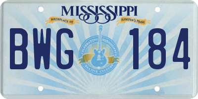 MS license plate BWG184