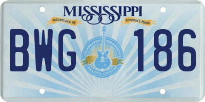 MS license plate BWG186