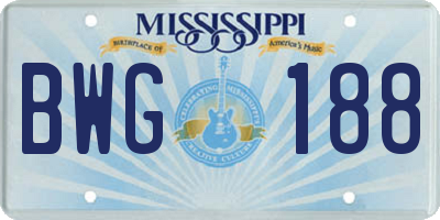 MS license plate BWG188