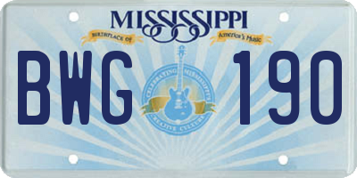 MS license plate BWG190