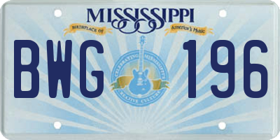 MS license plate BWG196