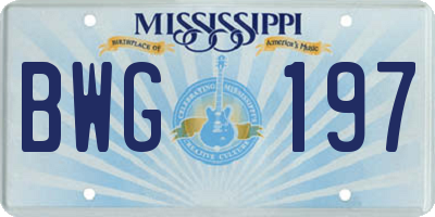 MS license plate BWG197