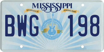 MS license plate BWG198