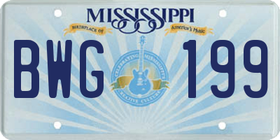 MS license plate BWG199