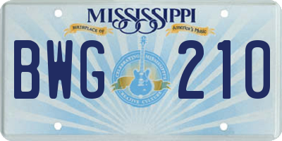 MS license plate BWG210