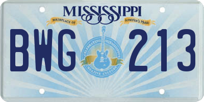 MS license plate BWG213