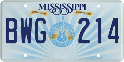 MS license plate BWG214