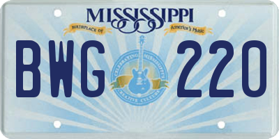 MS license plate BWG220
