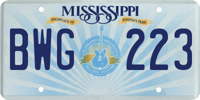 MS license plate BWG223