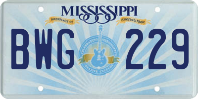 MS license plate BWG229
