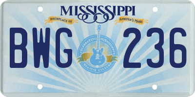MS license plate BWG236