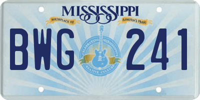 MS license plate BWG241