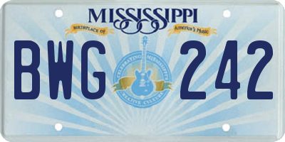 MS license plate BWG242