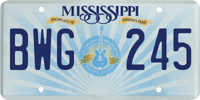 MS license plate BWG245