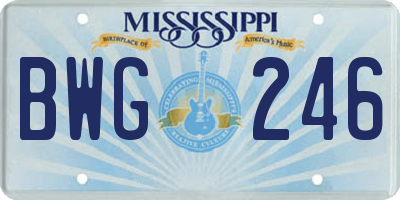 MS license plate BWG246