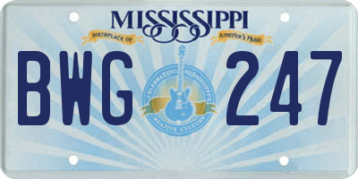 MS license plate BWG247