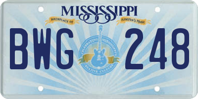 MS license plate BWG248