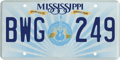 MS license plate BWG249