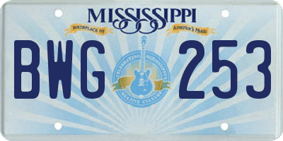 MS license plate BWG253