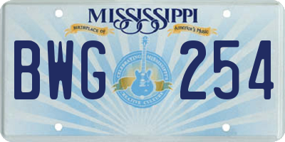 MS license plate BWG254