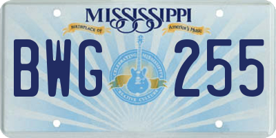 MS license plate BWG255