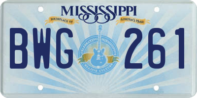 MS license plate BWG261