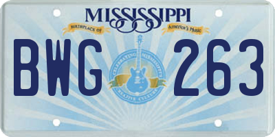 MS license plate BWG263