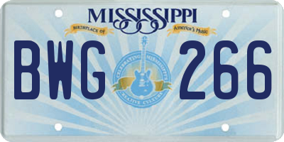 MS license plate BWG266