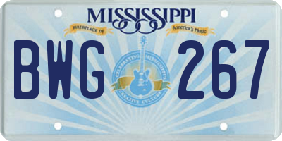 MS license plate BWG267