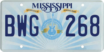 MS license plate BWG268