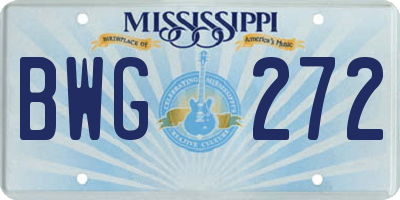 MS license plate BWG272