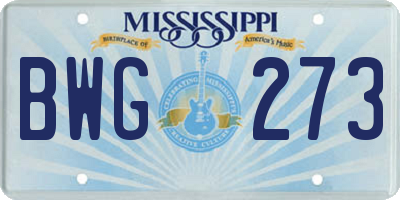 MS license plate BWG273