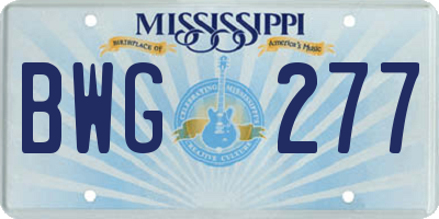 MS license plate BWG277