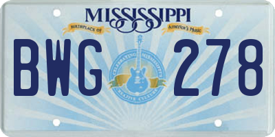 MS license plate BWG278