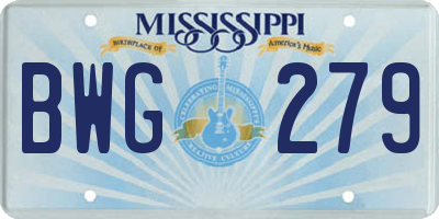 MS license plate BWG279