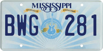 MS license plate BWG281