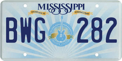 MS license plate BWG282