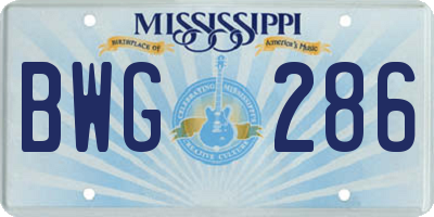 MS license plate BWG286