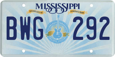 MS license plate BWG292