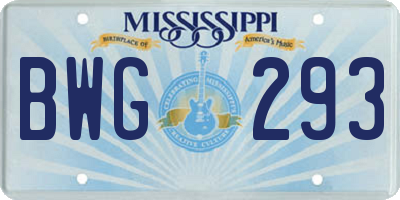 MS license plate BWG293
