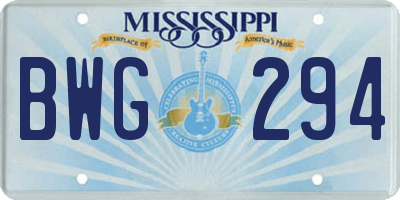 MS license plate BWG294