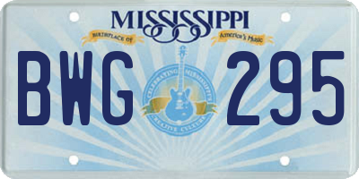 MS license plate BWG295